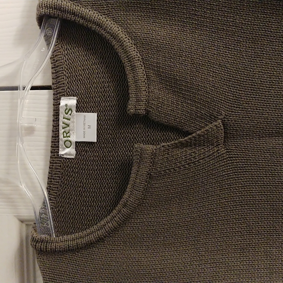 Olive Notched Neck Cotton Sweater - Picture 2 of 5